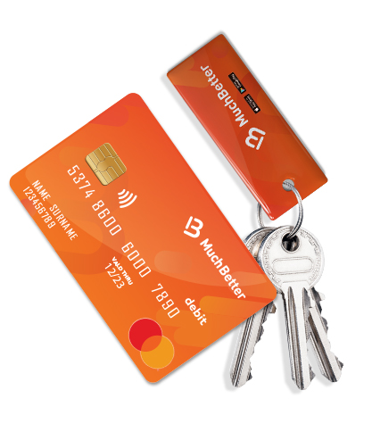 orange debit card and key fob 